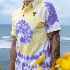 Grateful‎ Dead Cotton Tie Dye Polo Shirt with Purple Bear M